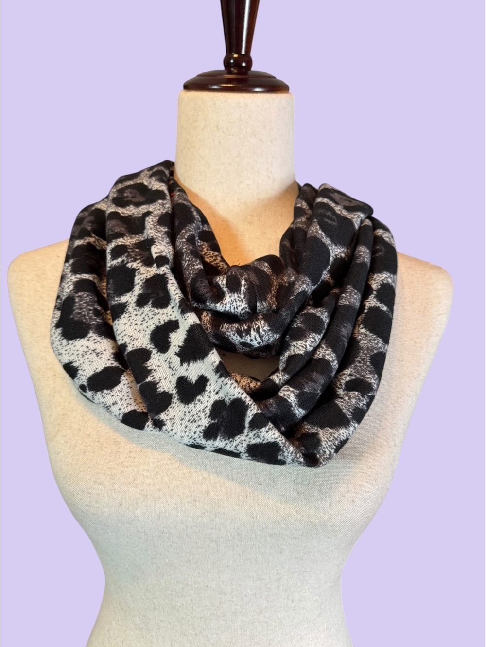 Black and White Animal Print Infinity Scarf